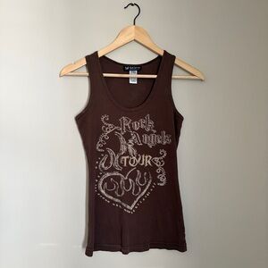 Self Esteem y2k brown rock angels tour ribbed tank top